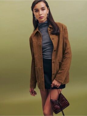REFORMATION Veda Lincoln Suede Shirt Jacket in Topanga Canyon XS